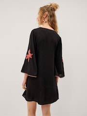 Monsoon Black Zora Embroidered Mini Wrap Dress - Image 2 of 4