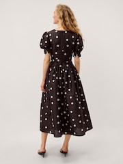Monsoon Black Amara Polka Dot Belted Midi Dress - Image 2 of 3