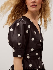 Monsoon Black Amara Polka Dot Belted Midi Dress - Image 3 of 3