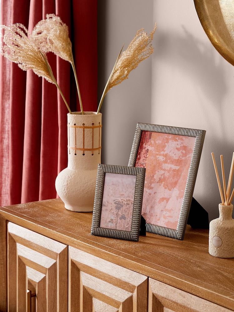 Set of 2 Silver Textured Photo Frames - Image 1 of 4