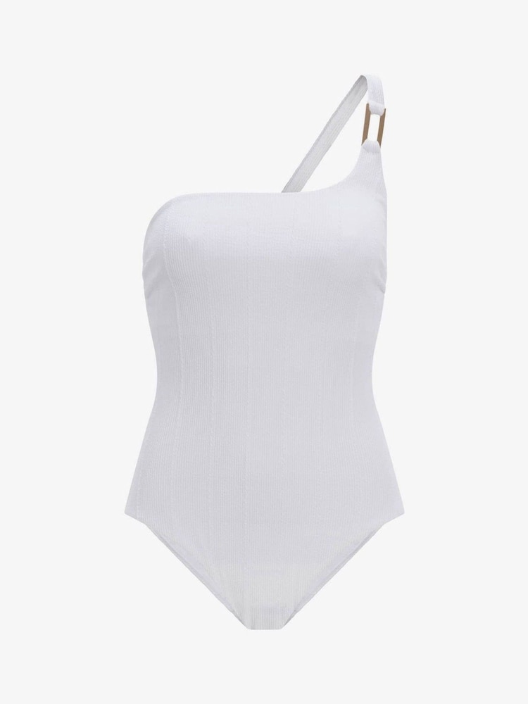 Mint Velvet Cream White One Shoulder Swimsuit - Image 2 of 3