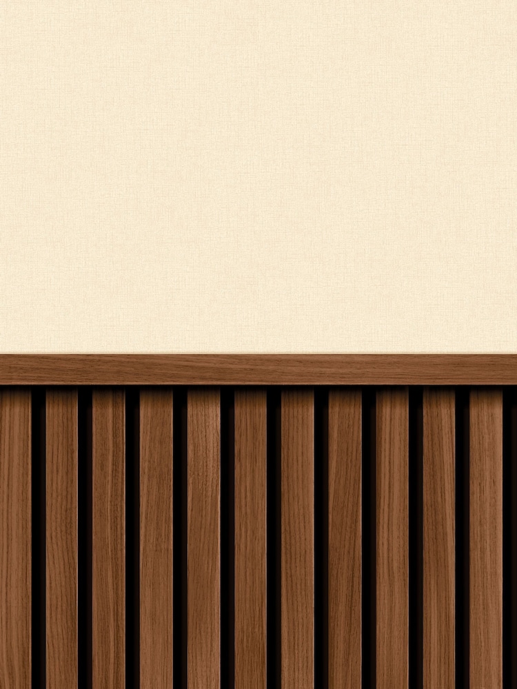 Hoopla Walls Walnut Wood Slat Texture Wallpaper - Image 2 of 2