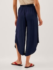 Monsoon Blue Teri Drawstring Culotte Trousers - Image 2 of 3
