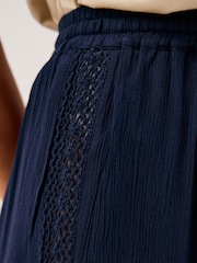 Monsoon Blue Teri Drawstring Culotte Trousers - Image 3 of 3