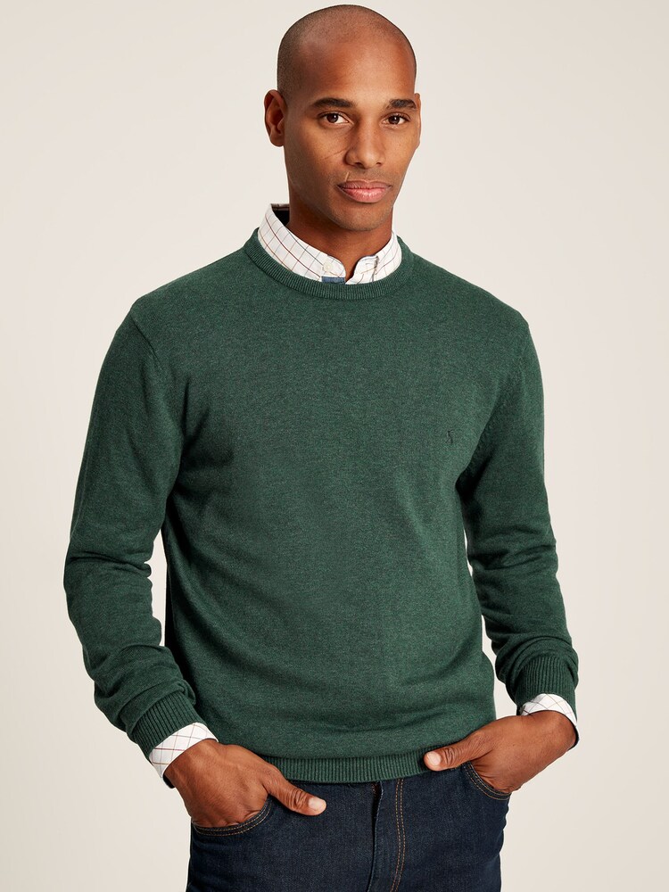 Joules Jarvis Green Cotton Crew Neck Jumper - Image 1 of 6