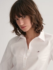 GANT White Fitted Stretch Oxford Shirt - Image 1 of 4