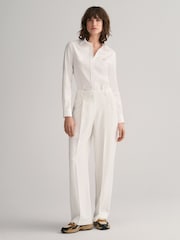 GANT White Fitted Stretch Oxford Shirt - Image 2 of 4