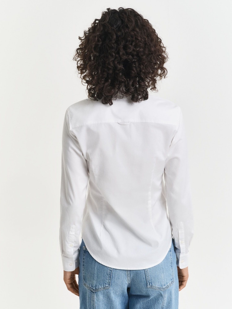 GANT White Fitted Stretch Oxford Shirt - Image 2 of 5 GANT White Fitted Stretch Oxford Shirt - Image 2 of 5