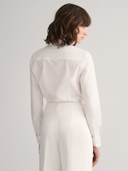 GANT White Fitted Stretch Oxford Shirt - Image 3 of 4