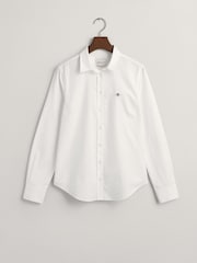 GANT White Fitted Stretch Oxford Shirt - Image 4 of 4