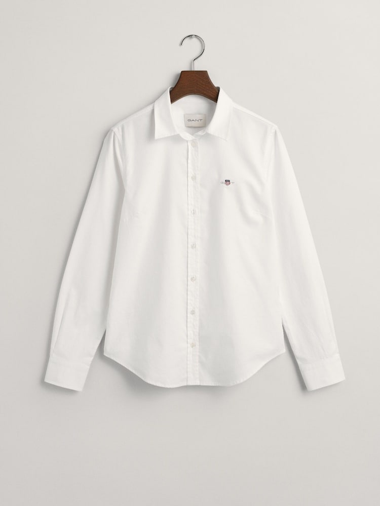 GANT White Fitted Stretch Oxford Shirt - Image 4 of 4