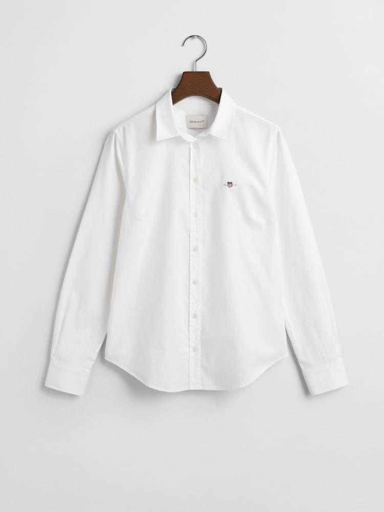 GANT White Fitted Stretch Oxford Shirt - Image 5 of 5 GANT White Fitted Stretch Oxford Shirt - Image 5 of 5