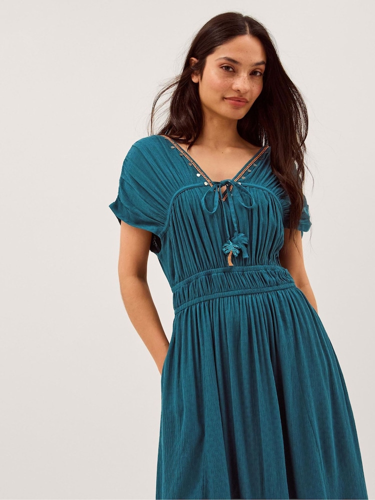 Monsoon Blue Sophia Embellished Midi Dress - Image 2 of 3 Monsoon Blue Sophia Embellished Midi Dress - Image 2 of 3