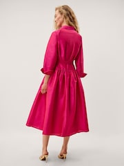 Monsoon Pink Poppy Belted Midi Shirt Dress - Image 2 of 4