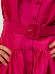 Monsoon Pink Poppy Belted Midi Shirt Dress - Image 3 of 4