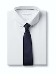 Charles Tyrwhitt White Stripe Non-iron Stretch Pinpoint Oxford Button Down Slim Fit Shirt - Image 11 of 12