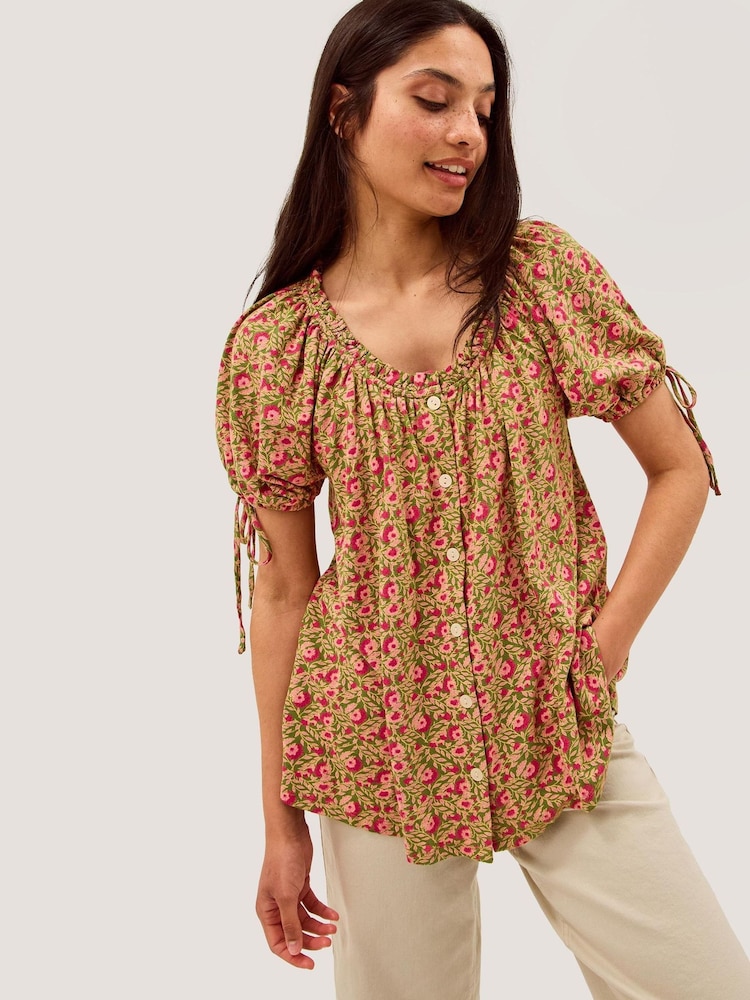 Monsoon Green Harlowe Print Jersey Top - Image 1 of 3 Monsoon Green Harlowe Print Jersey Top - Image 1 of 3