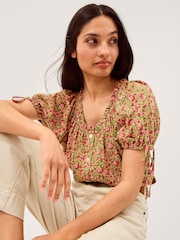 Monsoon Green Harlowe Print Jersey Top - Image 2 of 3