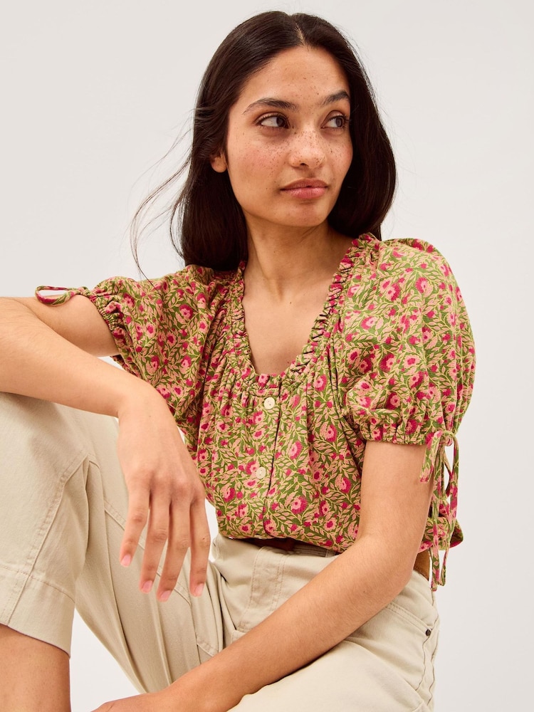 Monsoon Green Harlowe Print Jersey Top - Image 2 of 3 Monsoon Green Harlowe Print Jersey Top - Image 2 of 3