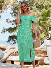 Sosandar Green Sweetheart Neckline Fit and Flare Dress - Image 3 of 5
