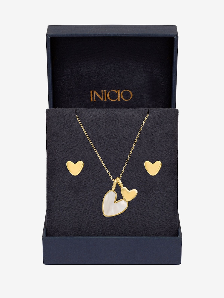 Inicio Gold Mother of Pearl Heart Set - Image 2 of 2