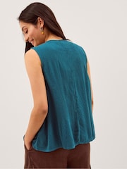 Monsoon Blue Sophia Embellished Pleat Tank Top - Image 3 of 4