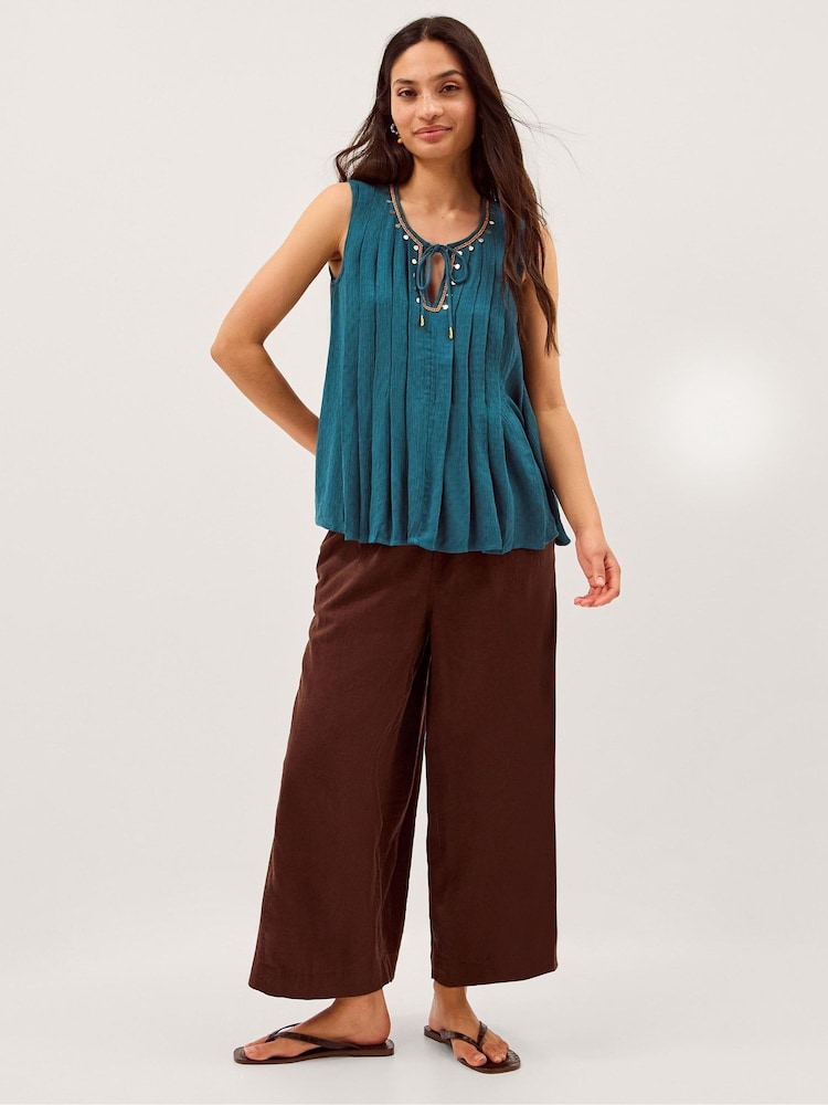 Monsoon Blue Sophia Embellished Pleat Tank Top - Image 4 of 4 Monsoon Blue Sophia Embellished Pleat Tank Top - Image 4 of 4
