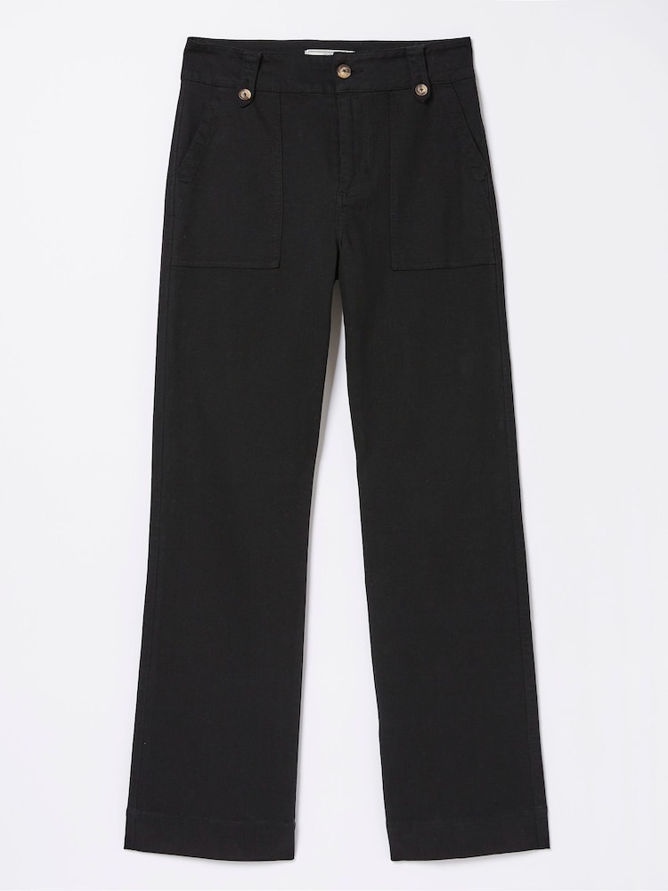 FatFace Black Canvas Ripley Wide Leg Trousers - Image 4 of 4