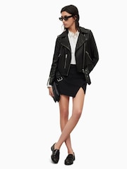 AllSaints Black Balfern Biker Jacket - Image 4 of 8