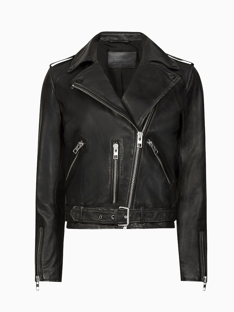 AllSaints Black Balfern Biker Jacket - Image 8 of 8