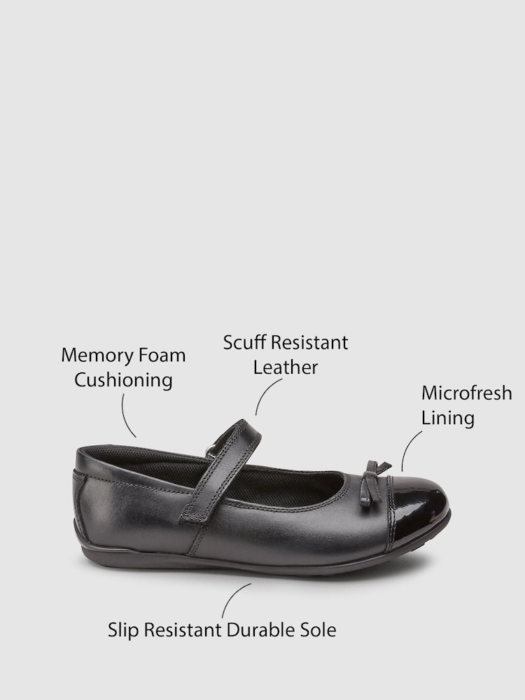 Schwarz - Mary-Jane-Lederschuhe aus Leder in Lackoptik mit Zehenkappe - Bild 1 von 5
