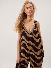 Monsoon Brown Zahara Sleeveless Print Jumpsuit - Image 3 of 5