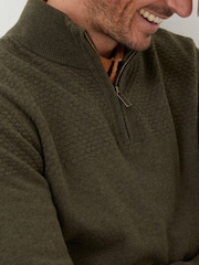 FatFace Green Braunton Texture Half Neck Jumper - Image 4 of 5