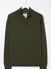 FatFace Green Braunton Texture Half Neck Jumper - Image 5 of 5