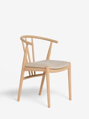 Set of 2 Soft Linen Look Light Natural Stockholm Light Wood Leg Dining Chairs - Image 3 of 9