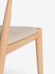 Set of 2 Soft Linen Look Light Natural Stockholm Light Wood Leg Dining Chairs - Image 8 of 9