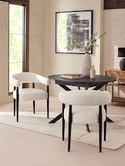 Set of 2 Casual Boucle Oyster Aire Black Leg Dining Chairs - Image 1 of 8