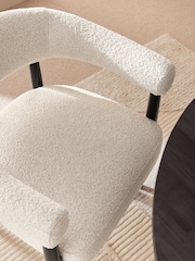 Set of 2 Casual Boucle Oyster Aire Black Leg Dining Chairs - Image 2 of 8