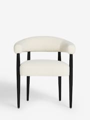 Set of 2 Casual Boucle Oyster Aire Black Leg Dining Chairs - Image 3 of 8