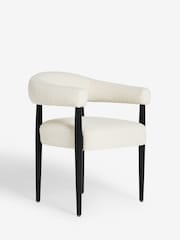 Set of 2 Casual Boucle Oyster Aire Black Leg Dining Chairs - Image 4 of 8