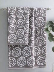 Grey Geo Charcoal Egyptian 100% Cotton Towel - Image 2 of 4