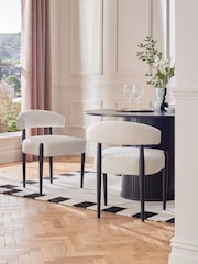 Set of 2 Casual Boucle Oyster Aire Black Leg Dining Chairs - Image 1 of 6