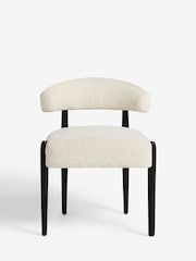 Set of 2 Casual Boucle Oyster Aire Black Leg Dining Chairs - Image 2 of 6