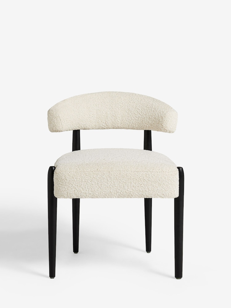Set of 2 Casual Boucle Oyster Aire Black Leg Dining Chairs - Image 2 of 6