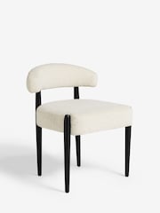 Set of 2 Casual Boucle Oyster Aire Black Leg Dining Chairs - Image 3 of 6