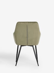 Set of 2 Soft Velvet Dark Sage Green Hamilton Black Leg Quilted Dining Chairs - Image 5 of 10