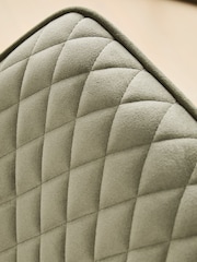 Set of 2 Soft Velvet Dark Sage Green Hamilton Black Leg Quilted Dining Chairs - Image 6 of 10