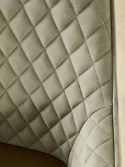 Set of 2 Soft Velvet Dark Sage Green Hamilton Black Leg Quilted Dining Chairs - Image 8 of 10