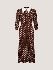 Monsoon Brown Janey Print Jersey Midi Dress - Image 4 of 4