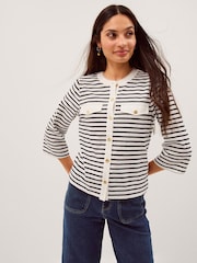 Monsoon Cream Shania Stripe Jersey Buttondown Top - Image 1 of 3